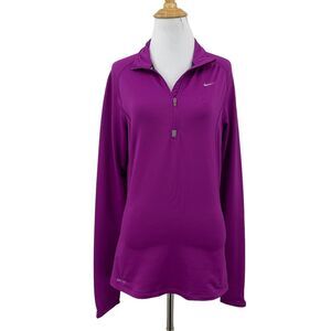 Nike Sweatshirt Womens S Small Violet Dri Fit Half Zip Stay Warm Running Shirt